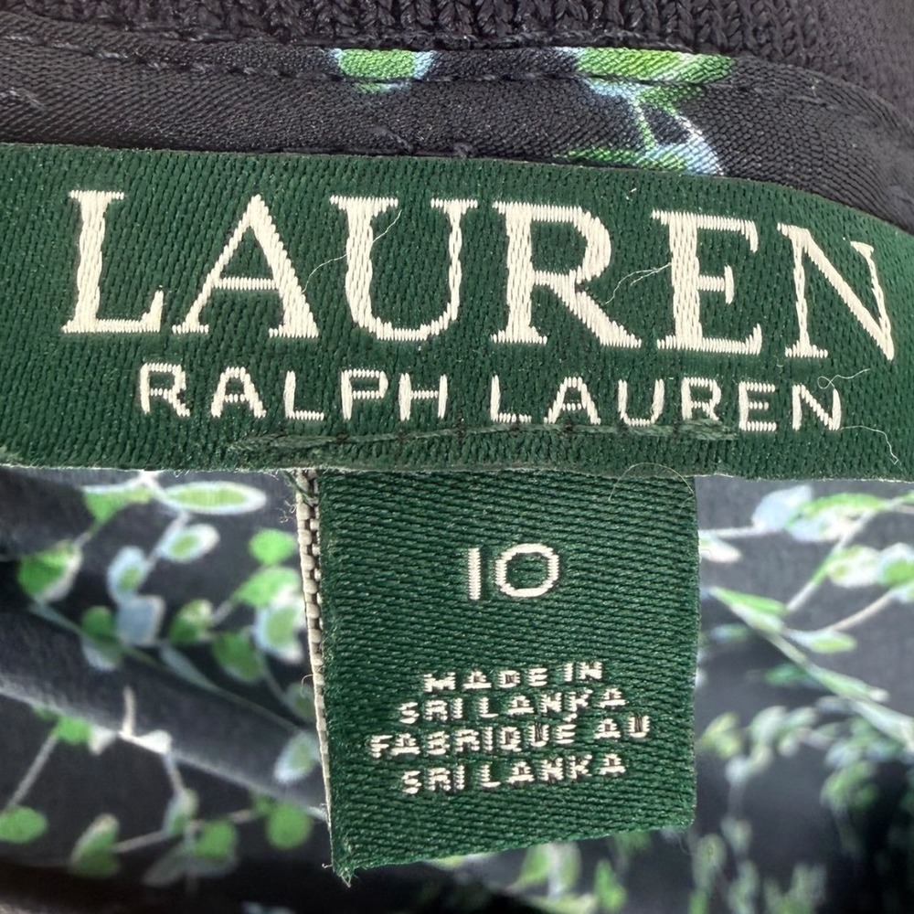 Lauren Ralph Lauren Womens Long Sleeve Floral Drawstring Waist Dress Navy Sz 10 - Picture 3 of 13